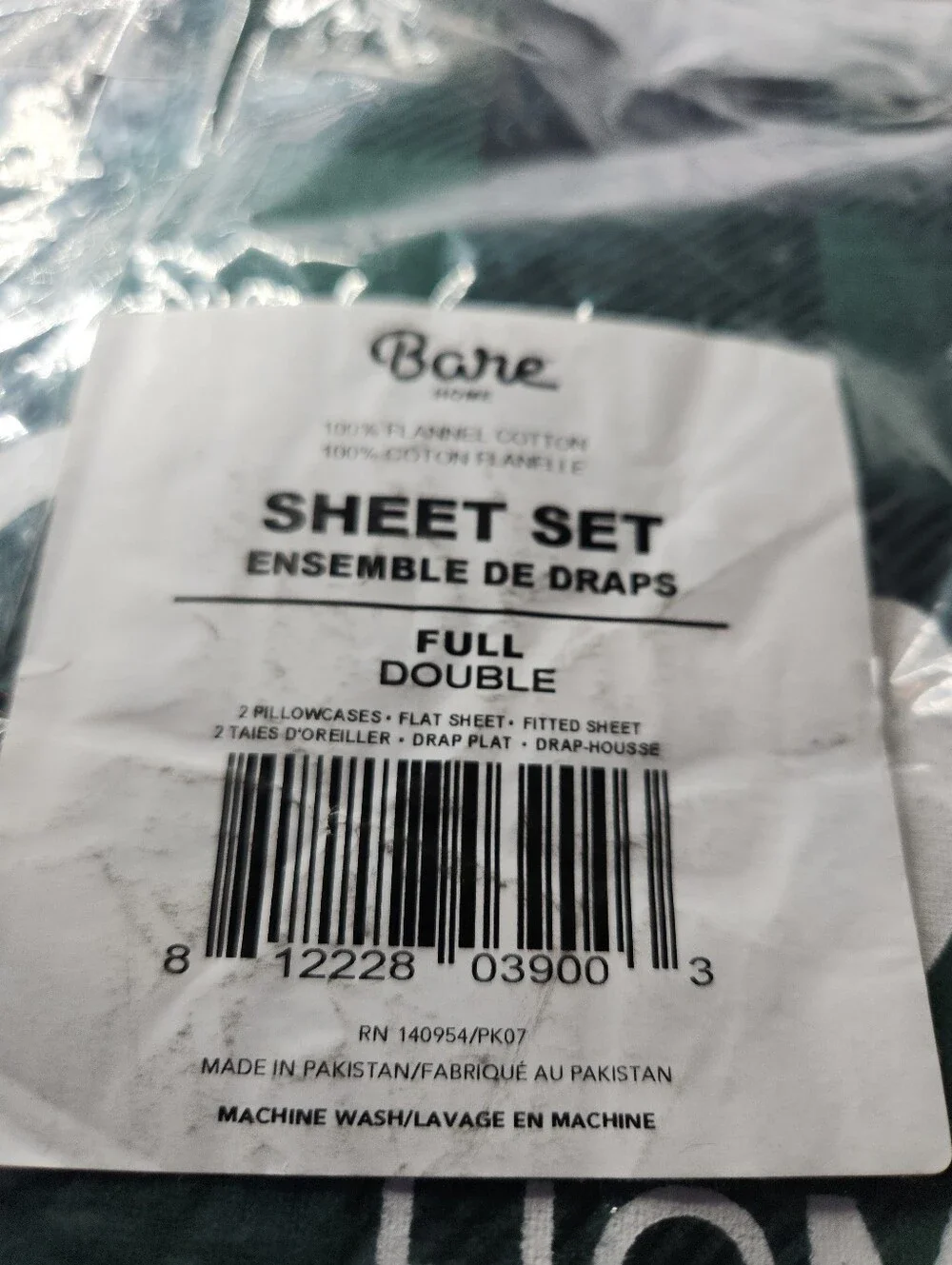 Full/Double Green Buffalo Plaid Sheet Set In A Bag - Bare
